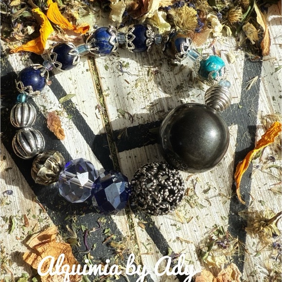 Lapis and silver big beads statement bracelet - Picture 1 of 1